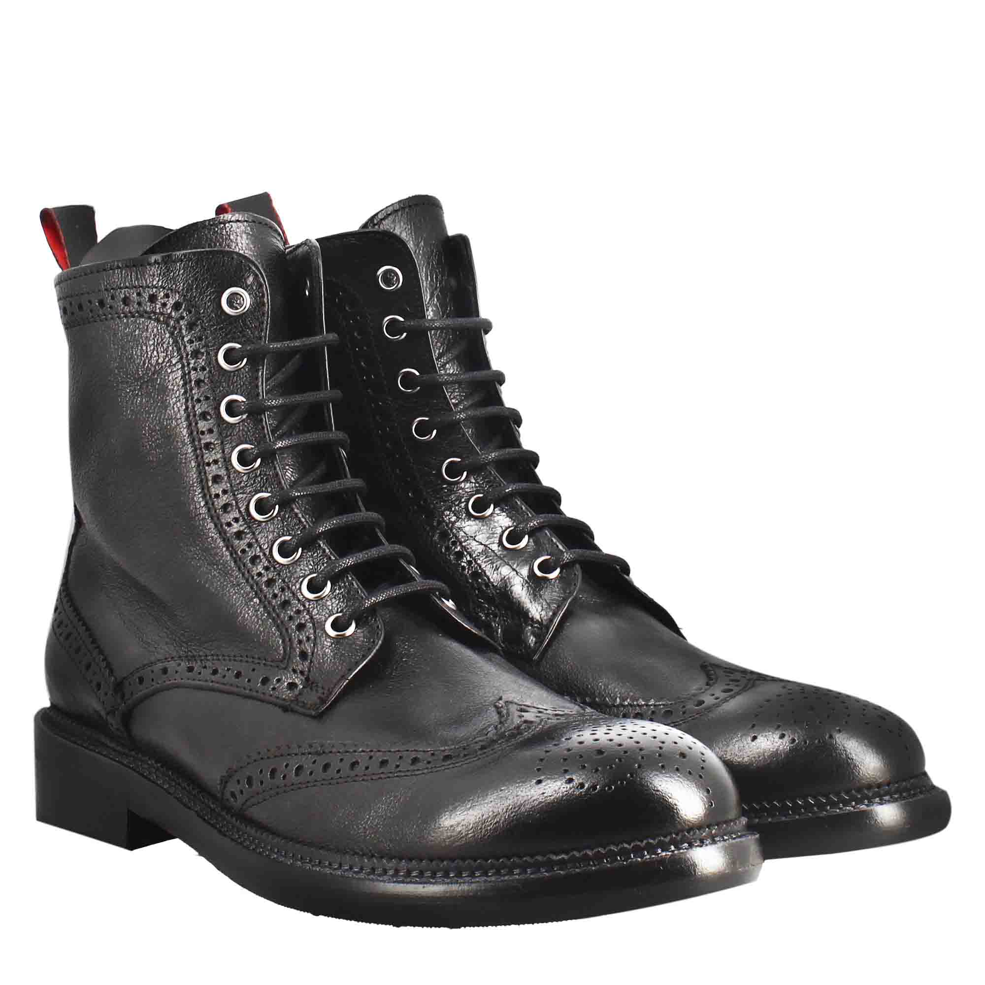 Black Washed Leather Boots