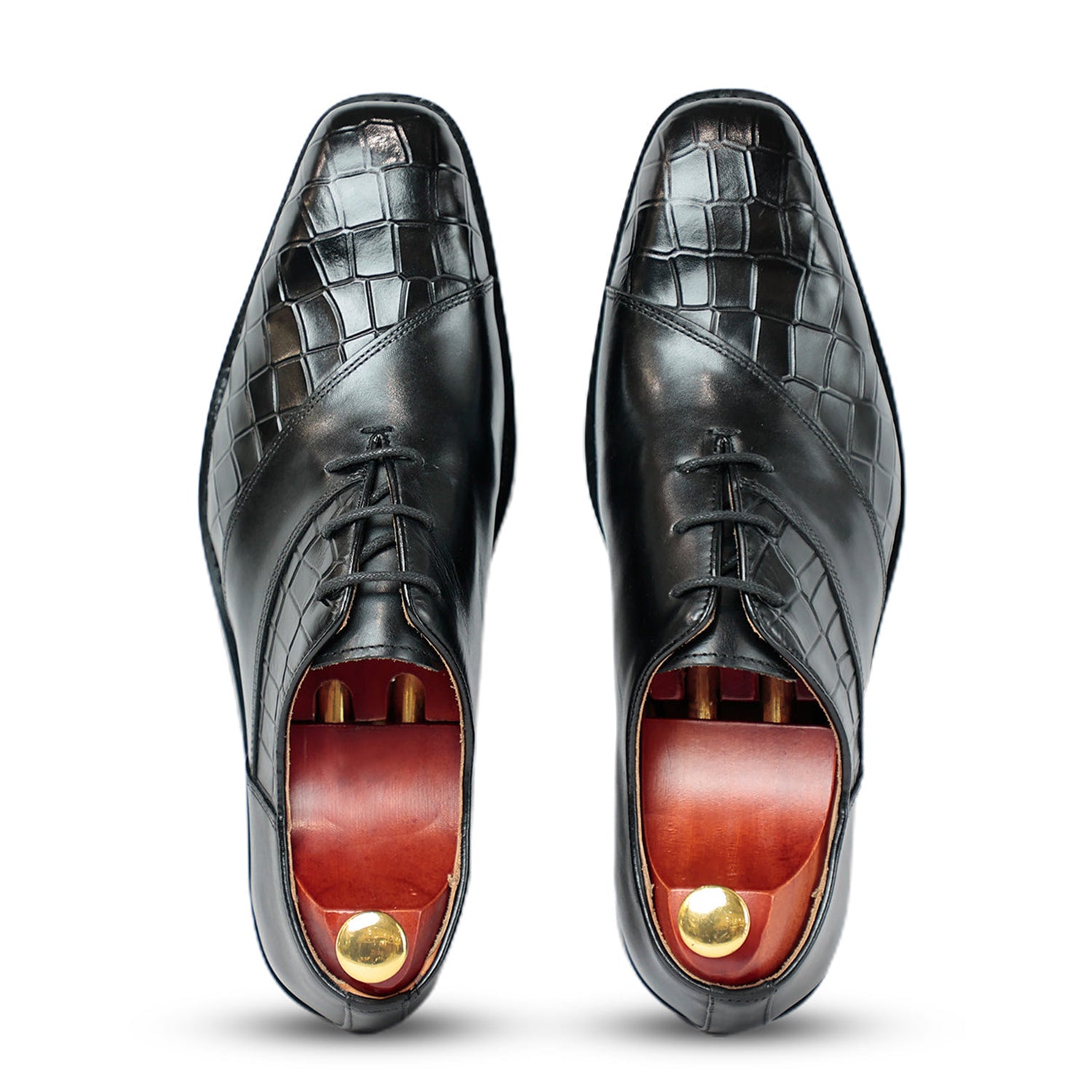 Black Croco Lace up Shoes