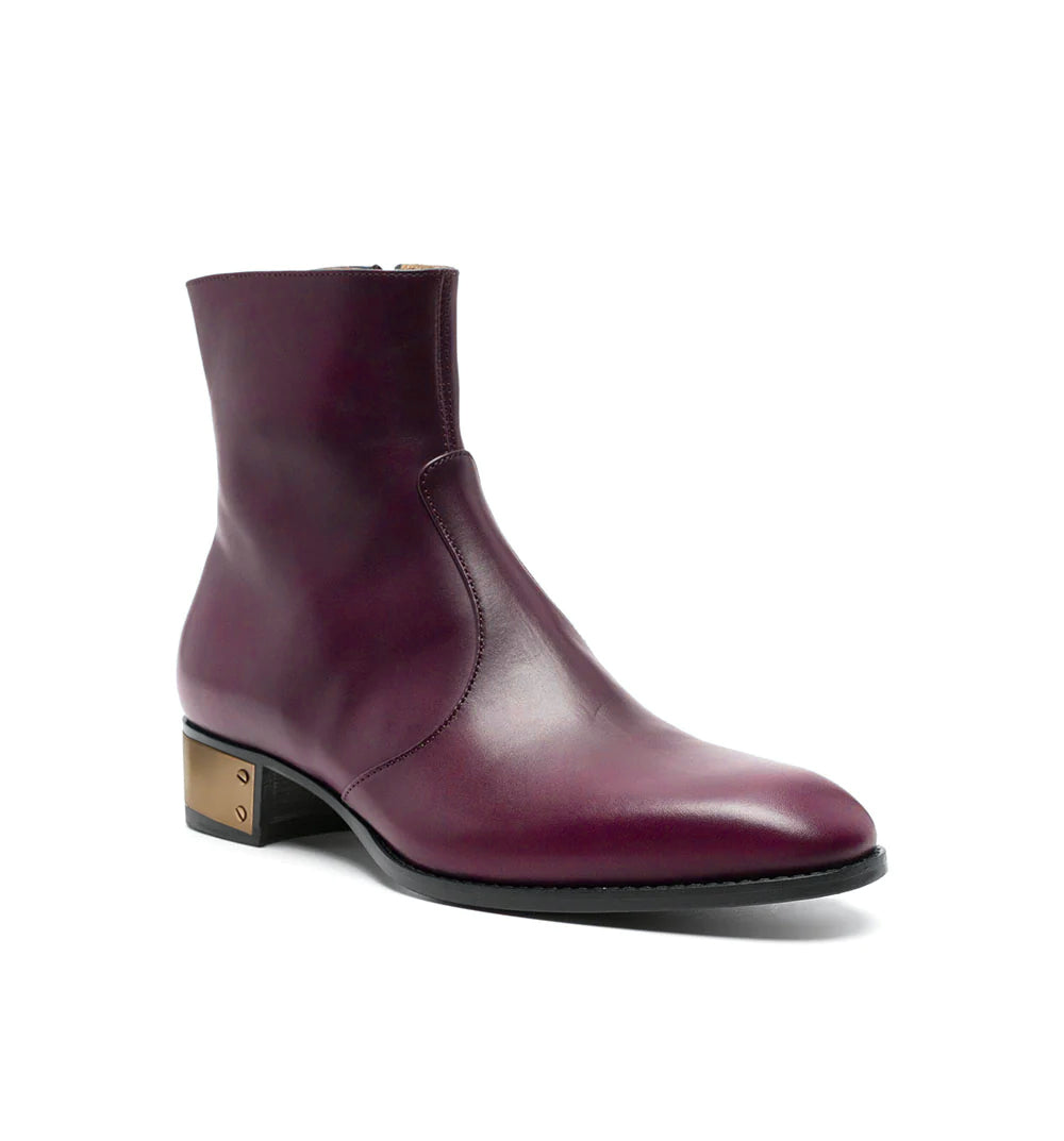 Ludhovic Burgandy Leather Ankle Boots