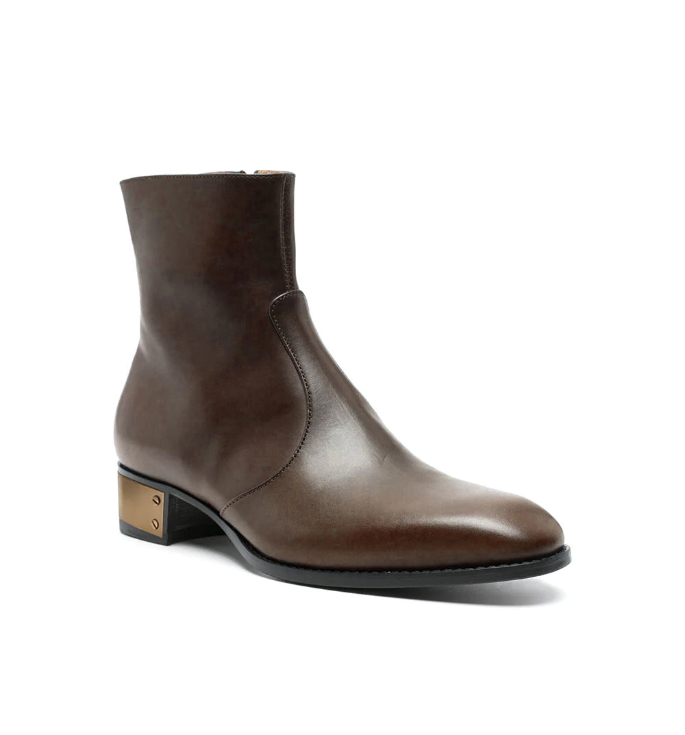 Ludhovic Dark Brown Leather Ankle Boots