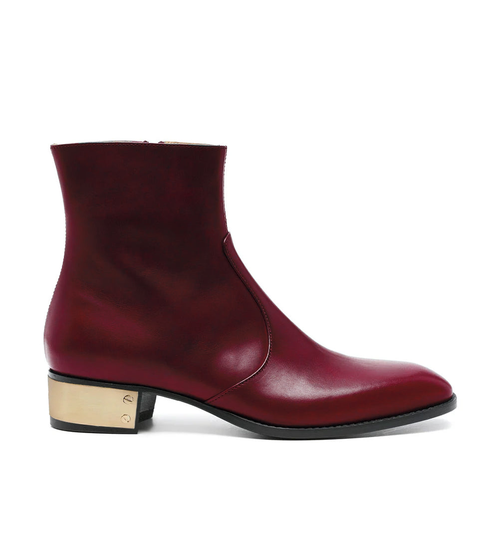 Ludhovic Wine Leather Ankle Boots