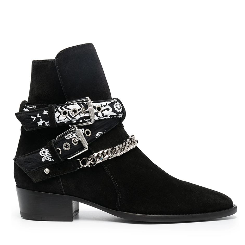 Black Bandana Buckle Cuban Boot