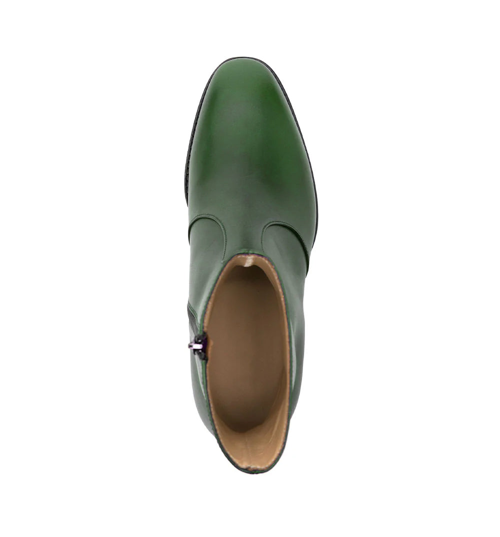 Ludhovic Green Leather Ankle Boots