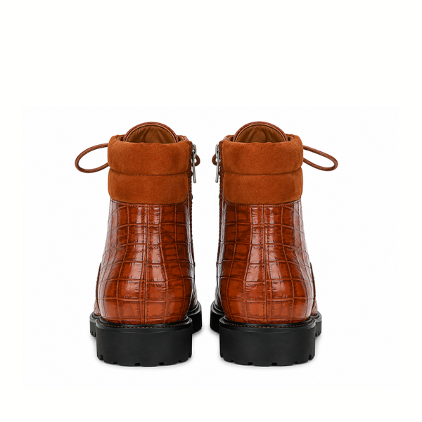 Arthur Italian Crafted Croc Lace-Up Boots