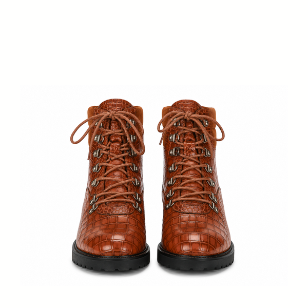 Arthur Italian Crafted Croc Lace-Up Boots