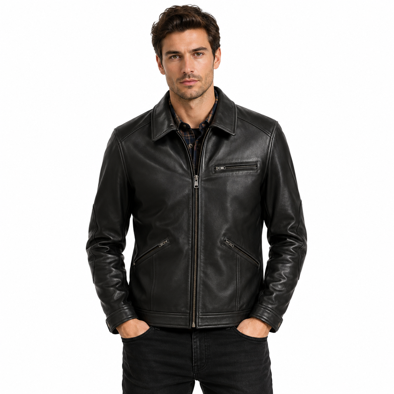 Arthur Luxury Italian Zipper Leather Jacket