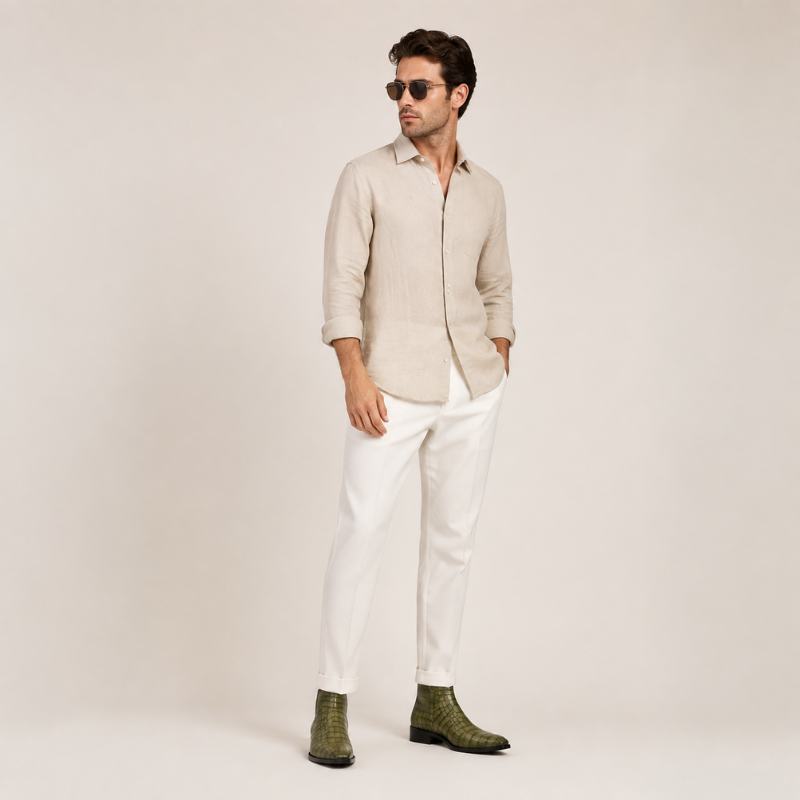 Arvello Croc Italian Leather Ankle Boots