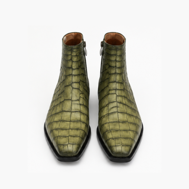 Arvello Croc Italian Leather Ankle Boots