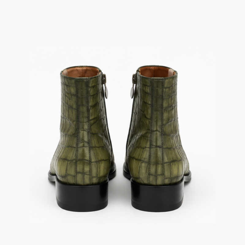 Arvello Croc Italian Leather Ankle Boots