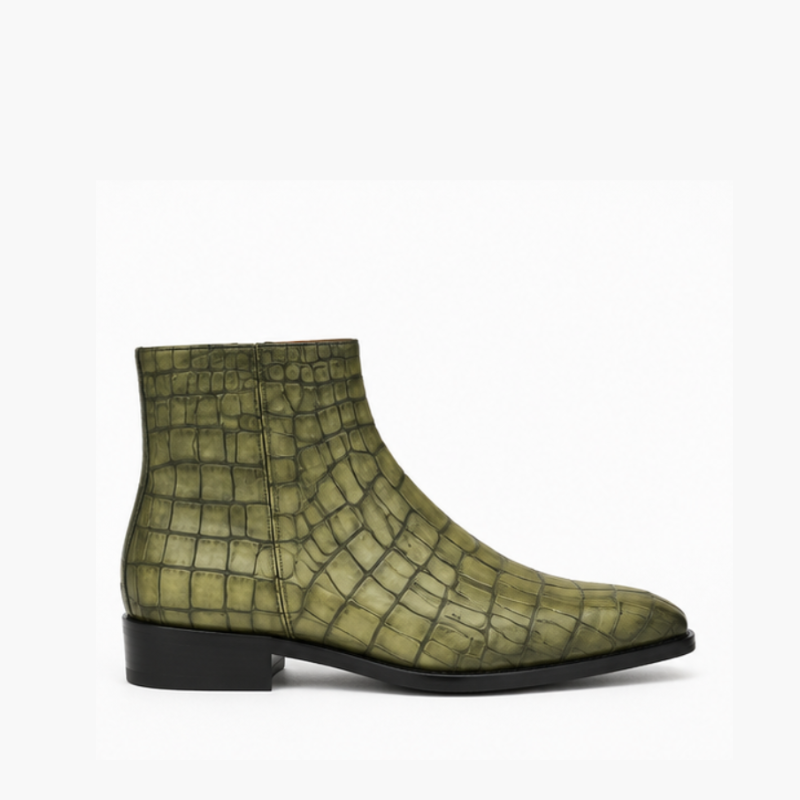 Arvello Croc Italian Leather Ankle Boots
