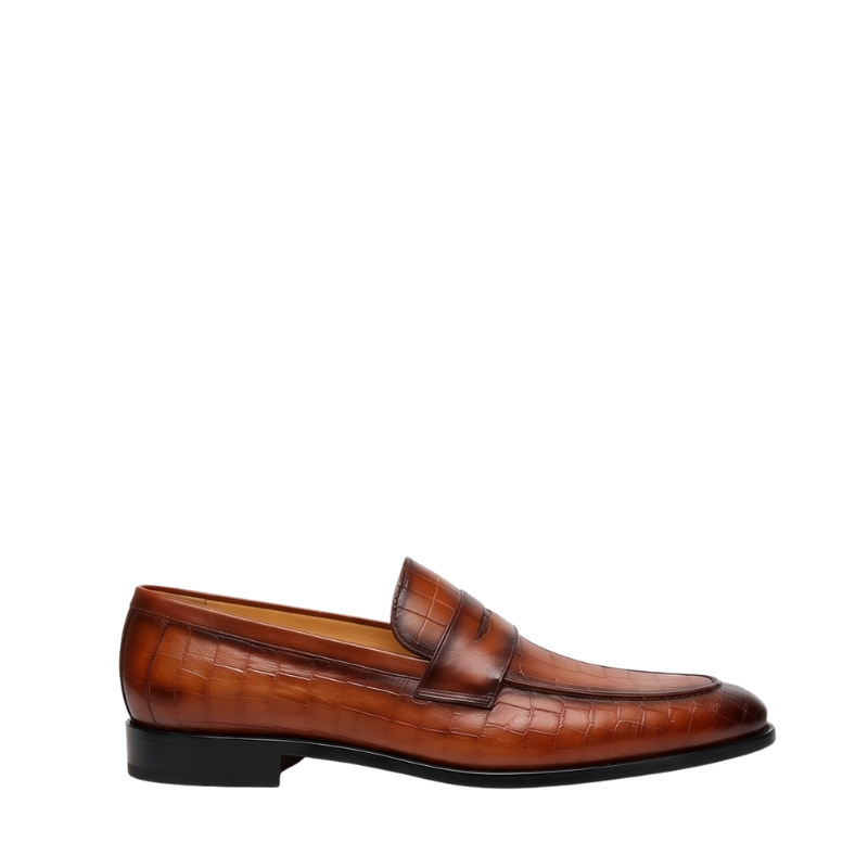 Ashton Classic Croco Penny Loafers