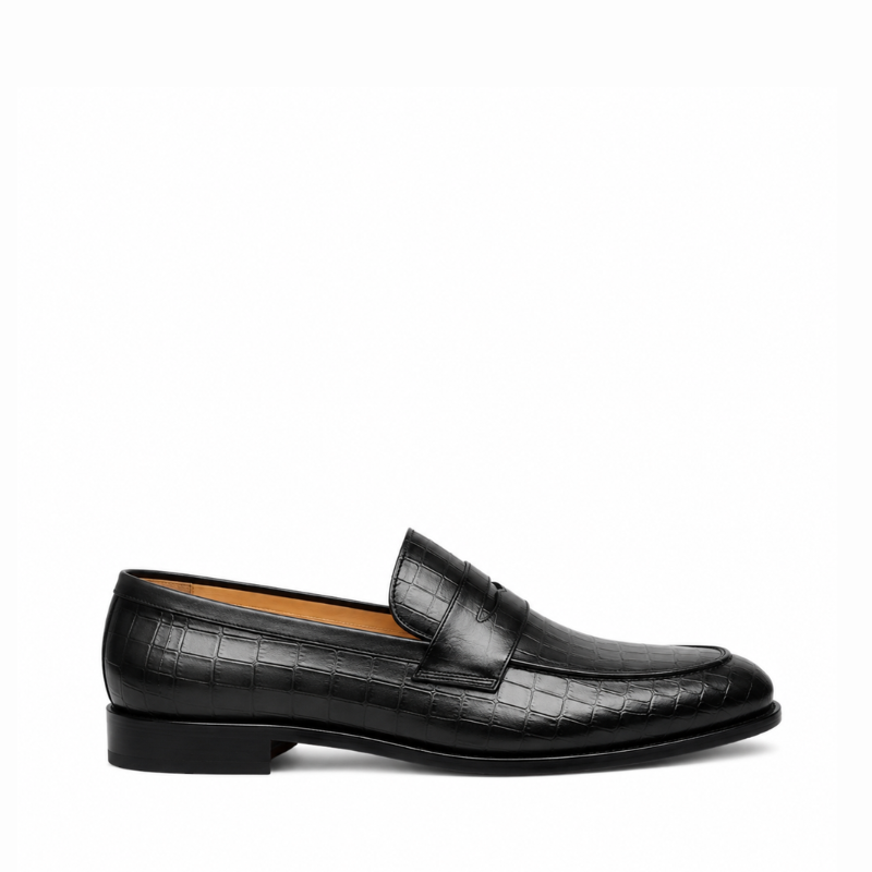 Ashton Classic Croco Penny Loafers