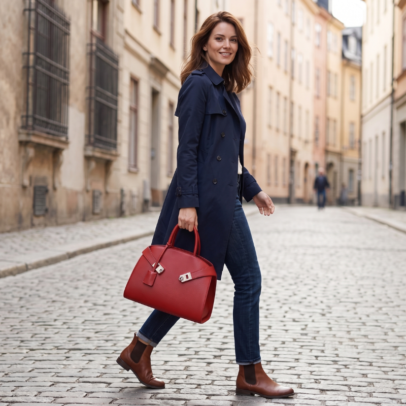 Classic Stylish Leather Ladies Handbag