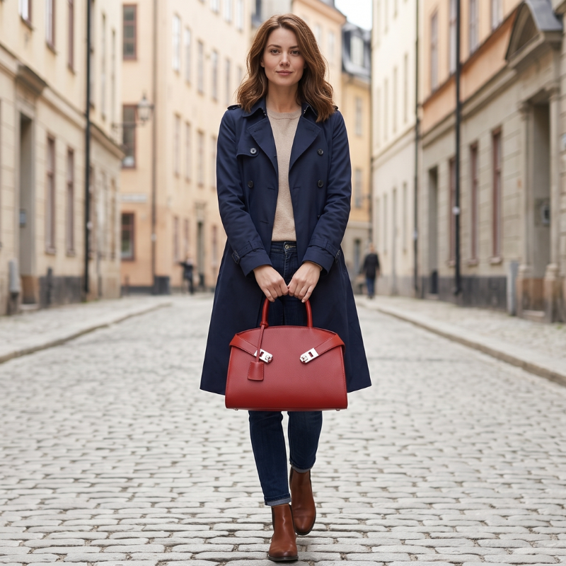 Classic Stylish Leather Ladies Handbag