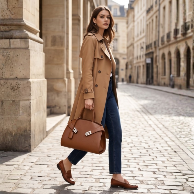 Classic Stylish Leather Ladies Handbag
