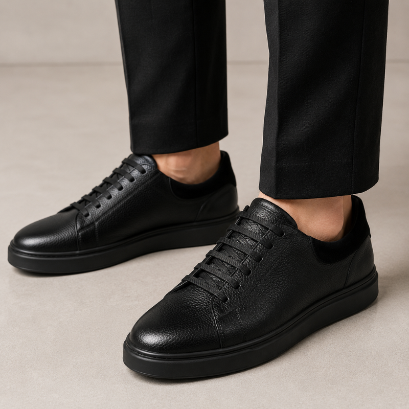 Axton Classic Textured Leather Sneakers