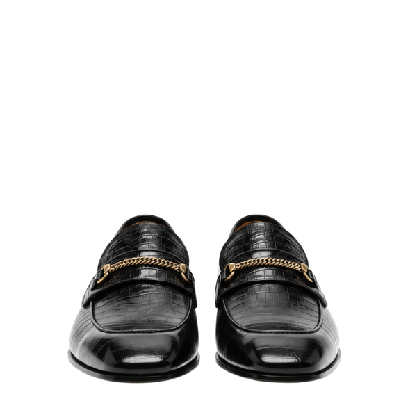 Bailey Chain Croco Leather Loafers