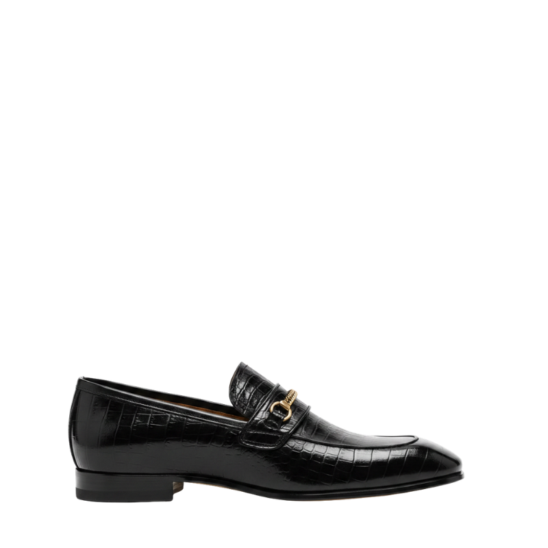 Bailey Chain Croco Leather Loafers