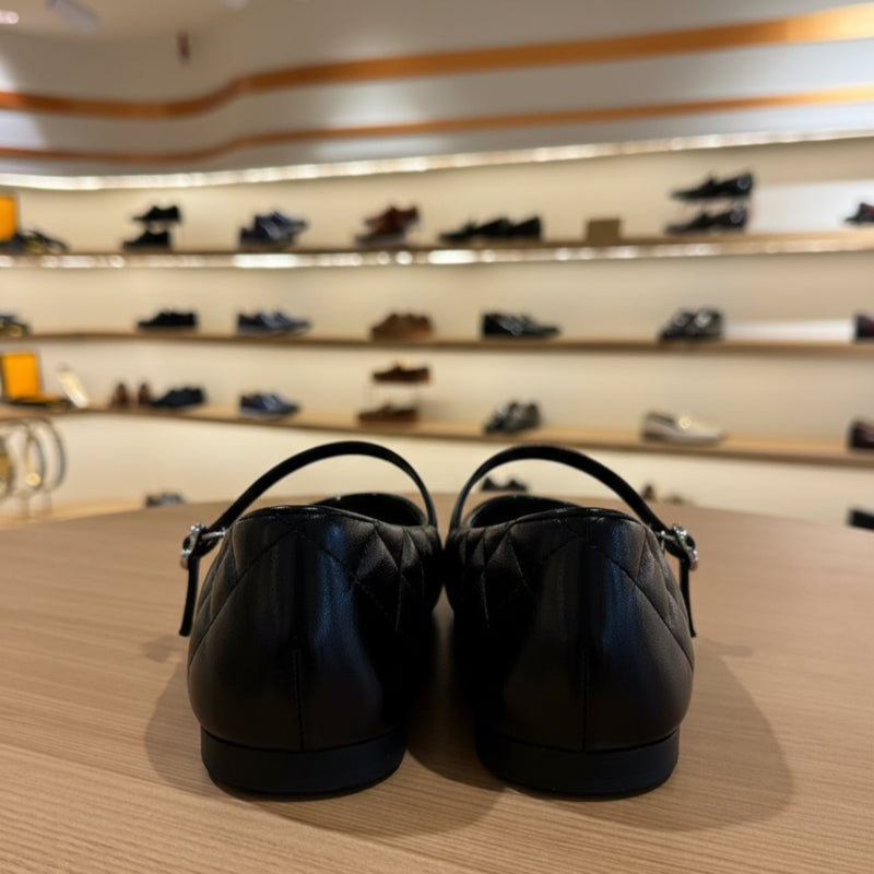 Quilted Patent Mary Jane Ballet Flats