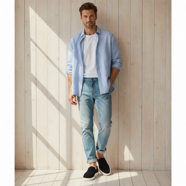 Azure Drift Suede Relaxed Fit Mule