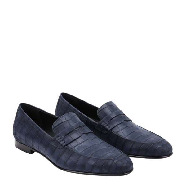 Baron Croc Textured Suede Loafer