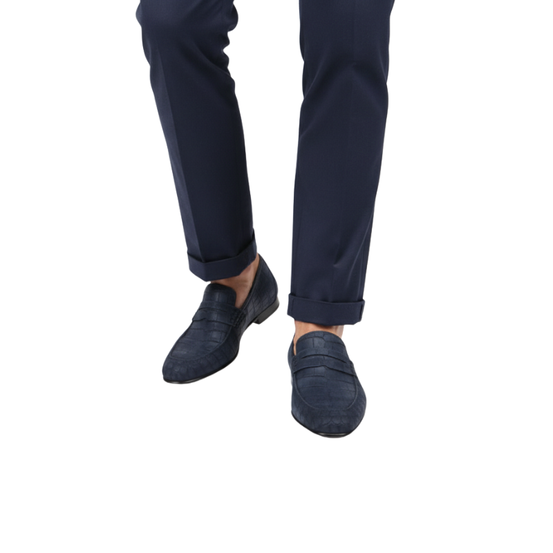Baron Croc Textured Suede Loafer