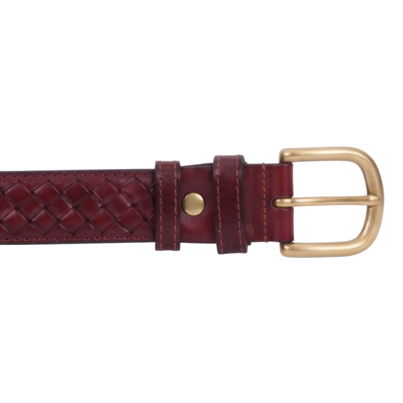 Bordeaux Woven Genuine Leather Belt