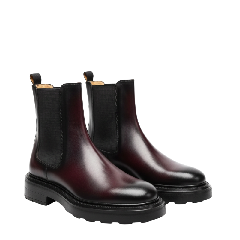 Bordeaux Shadow Leather Chelsea Boots