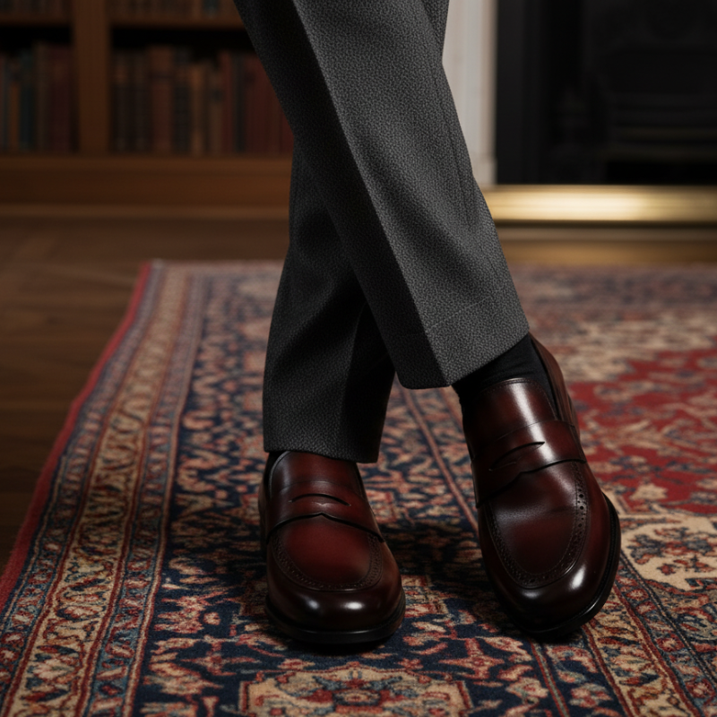 Brogue Penny Loafers With Italian Refinement