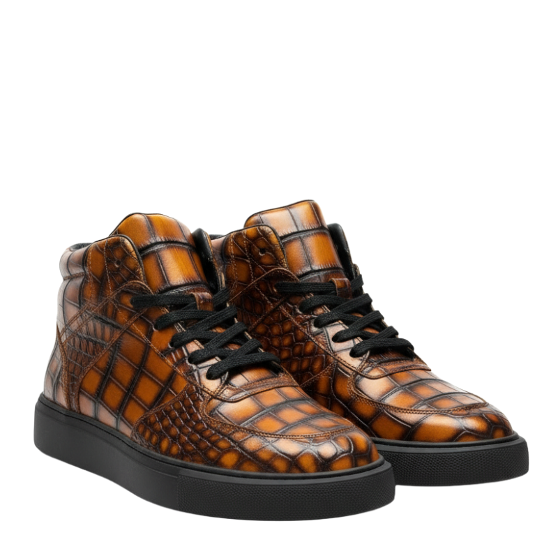 Inferno Stride Croc Texture High-Top Sneakers