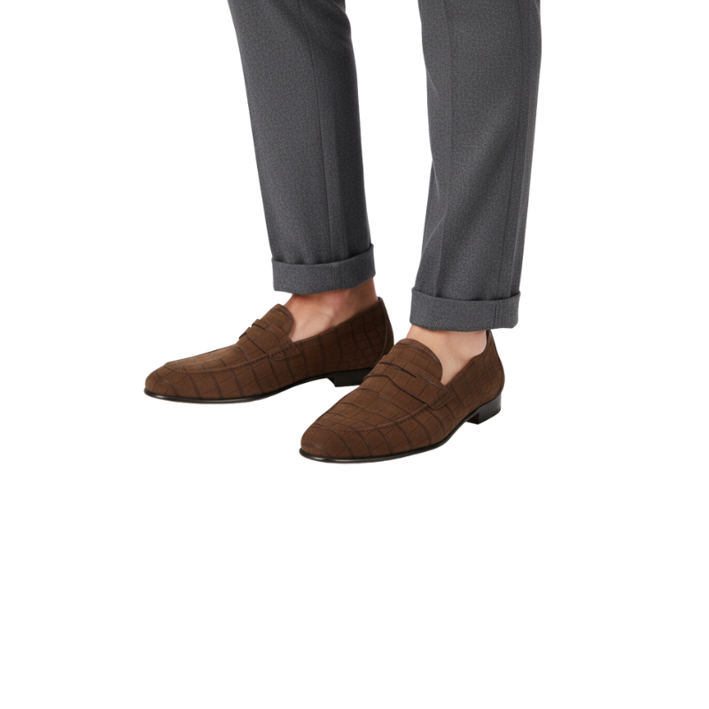 Baron Croc Textured Suede Loafer