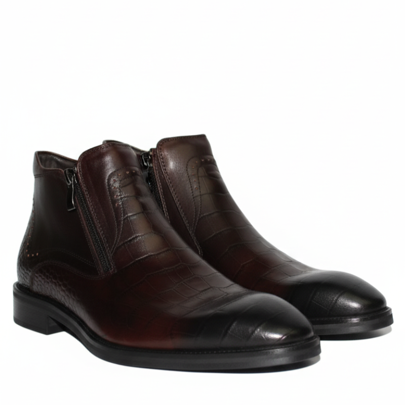 Rovento Croc Zipper Ankle Boots