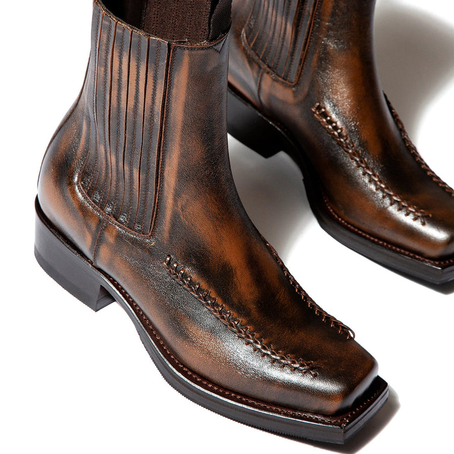 Men s Square Toe Braided Detail Chelsea Boot