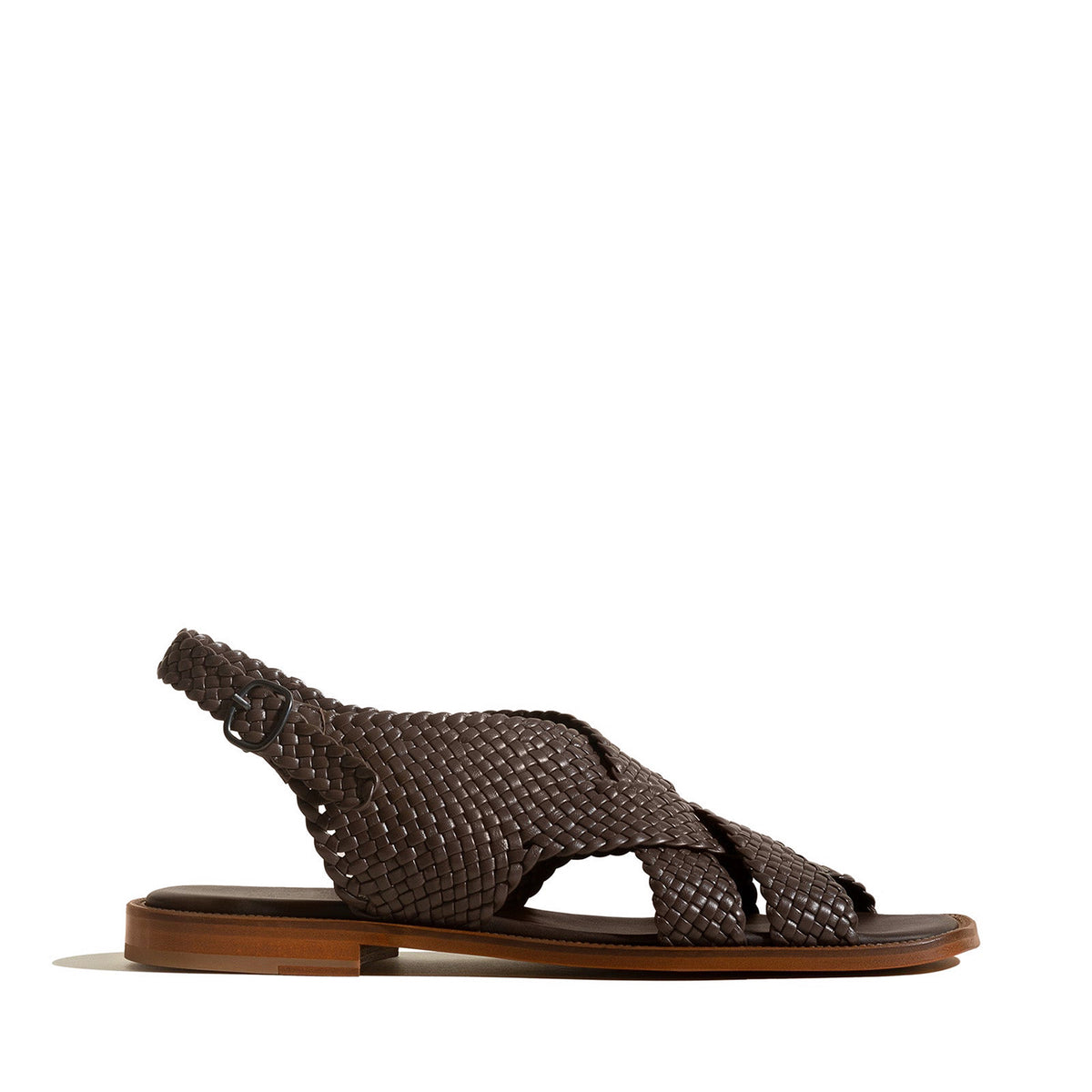 Men\'s Brown Woven Leather Sandals Handmade Shoes Mens Size 9 Brown Woven Leather Slip On  main image 4