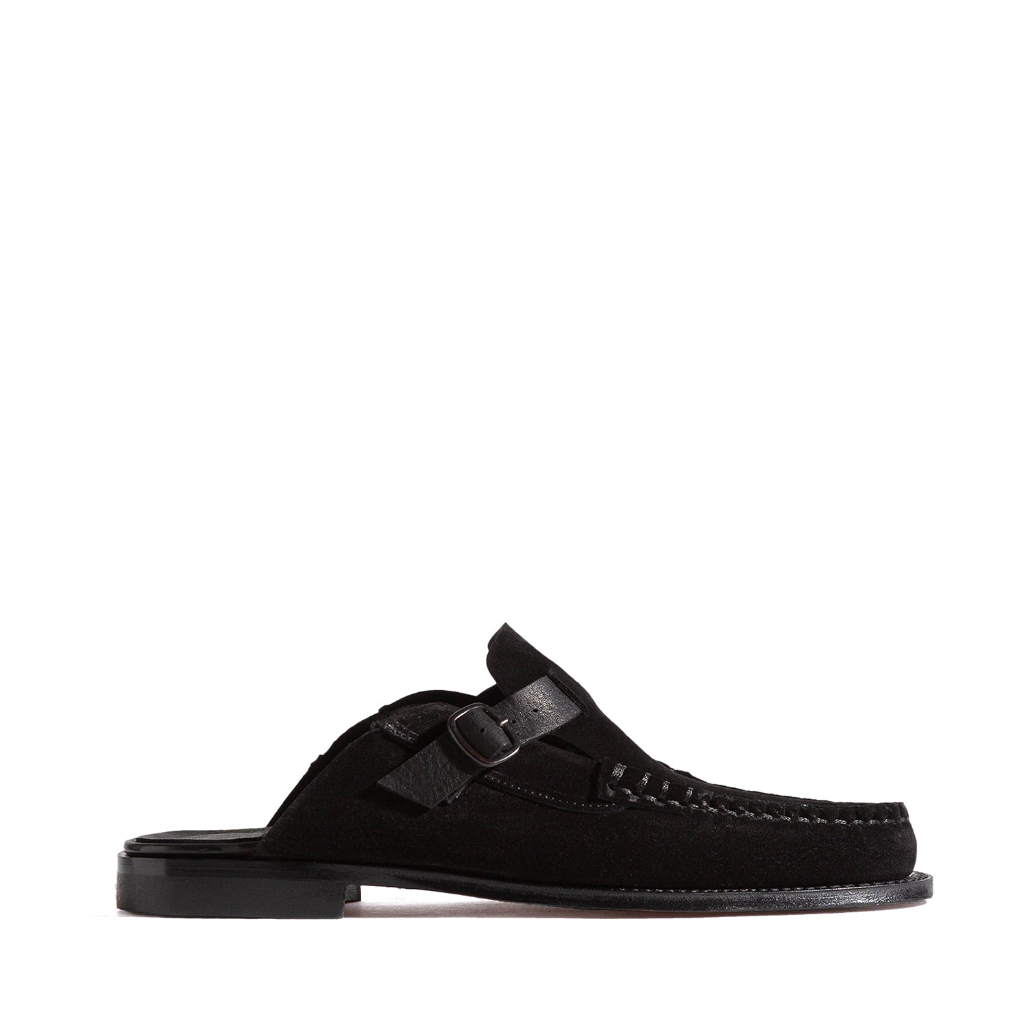 Men's Dark Buckle-strap Mule Loafer