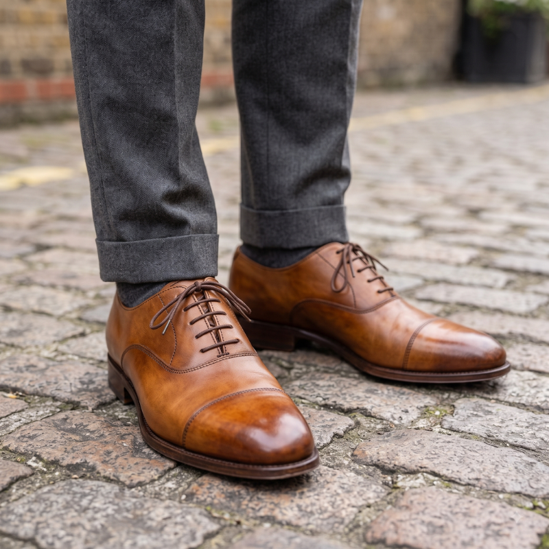 Cap-Toe Leather Classic Italian Oxford Shoes