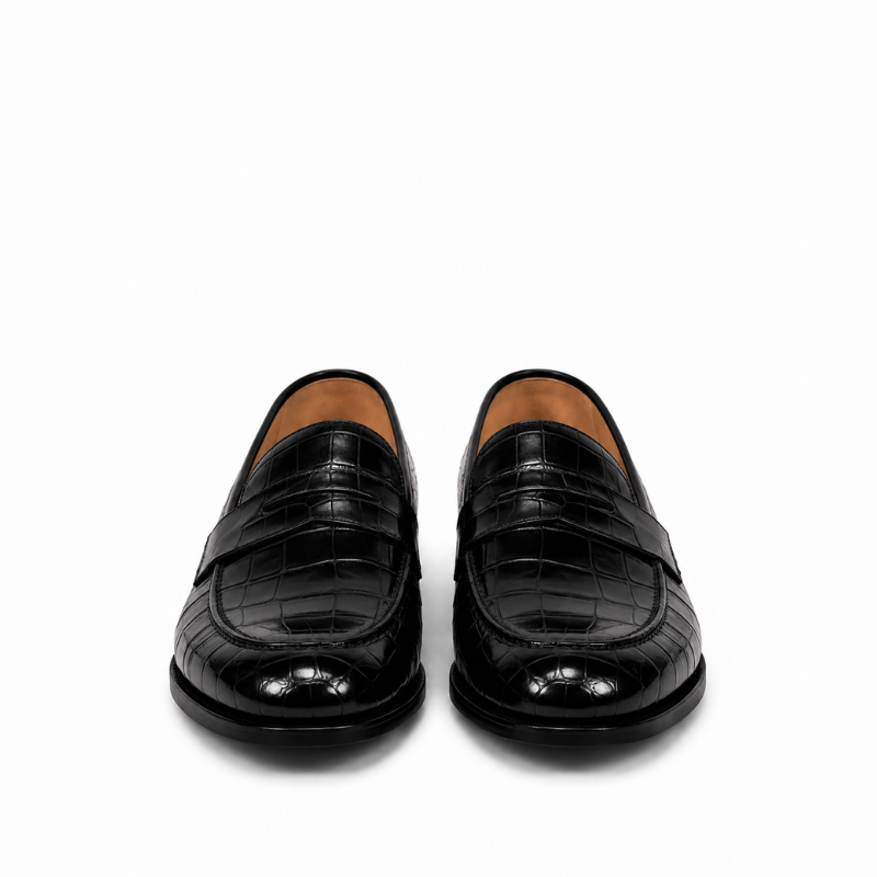 Castello Croco Leather Penny Loafers