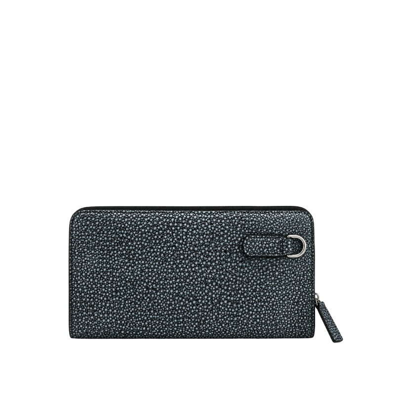 Caviar Textured Stingray Zip-Around Clutch