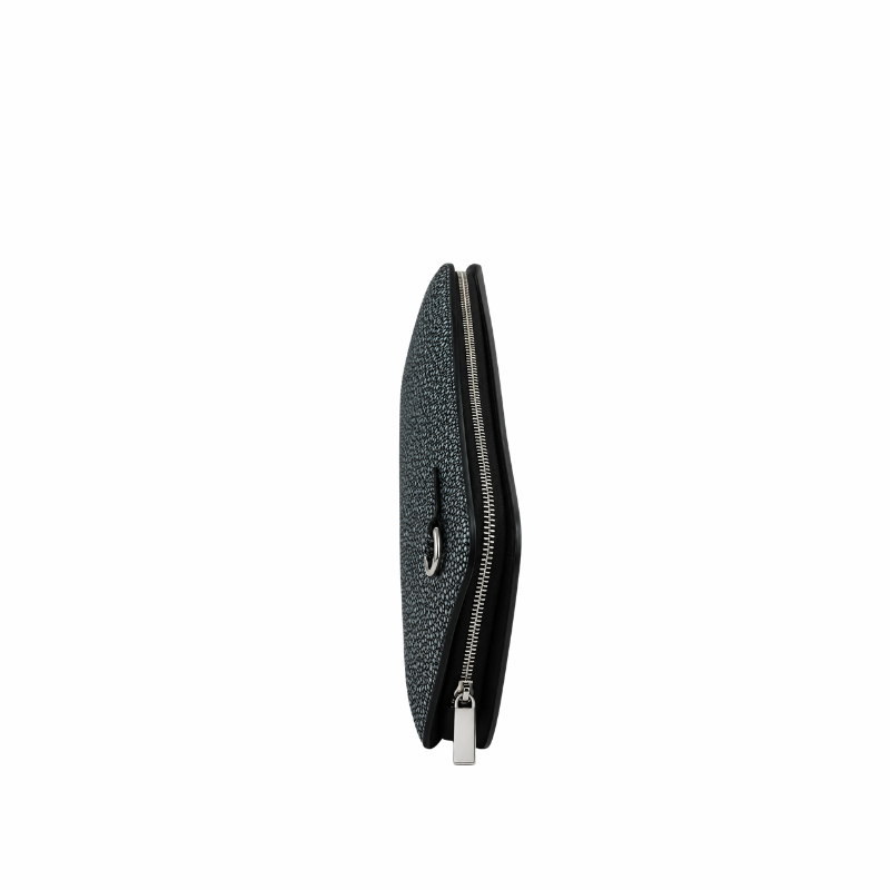 Caviar Textured Stingray Zip-Around Clutch