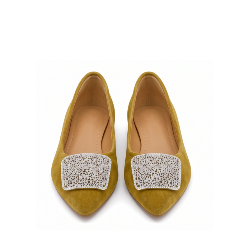 Celeste Crystal Buckle Pointed Flats