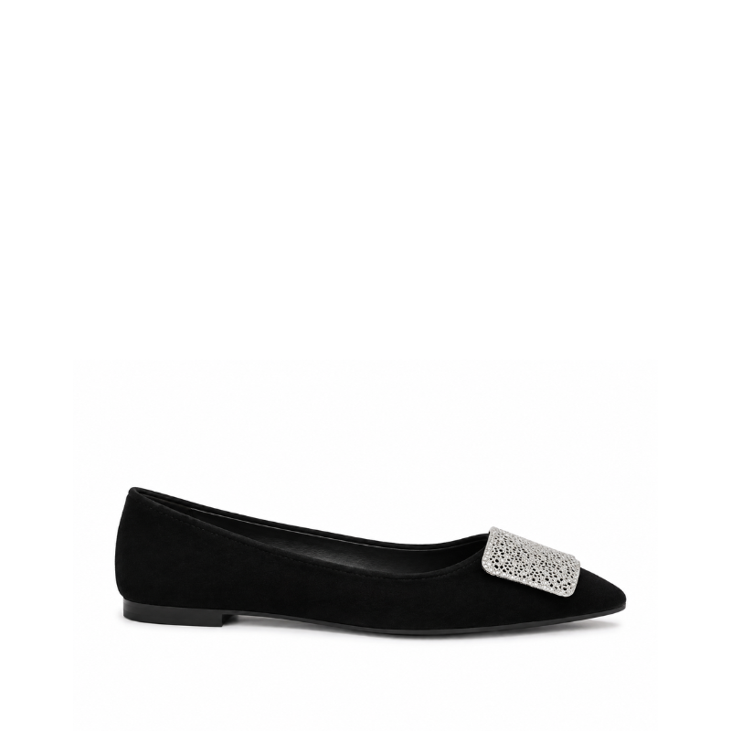 Celeste Crystal Buckle Pointed Flats