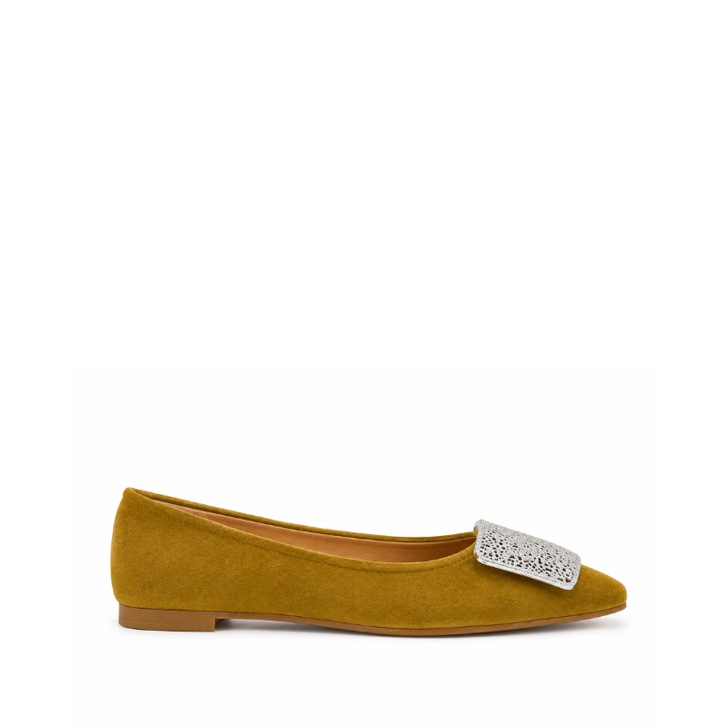 Celeste Crystal Buckle Pointed Flats