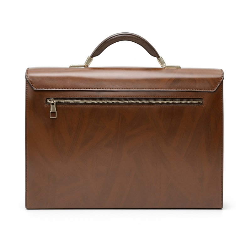Luxury Plain Leather Brown Duetto Briefcase