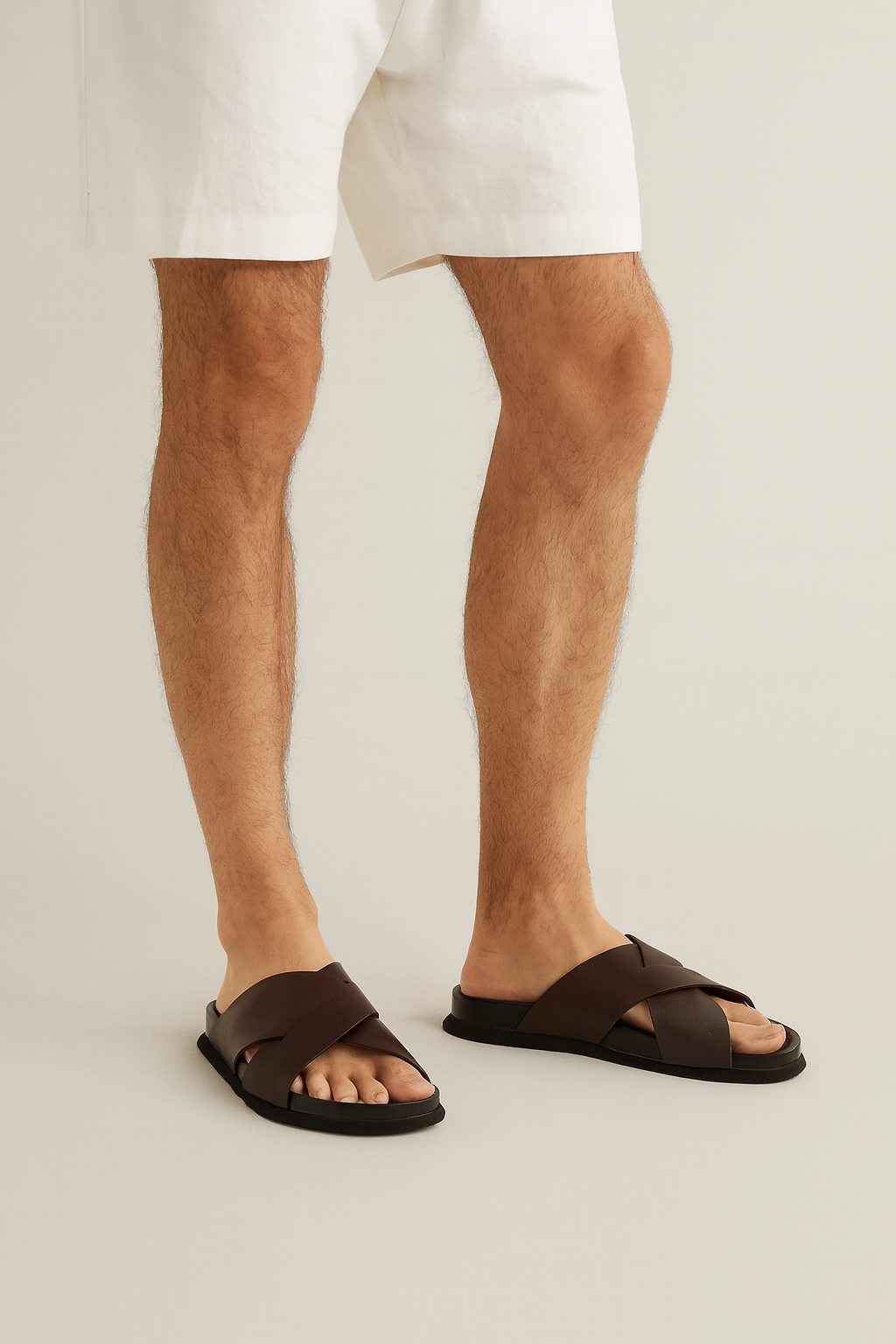 Terra Cross Leather Slide Sandal in leather