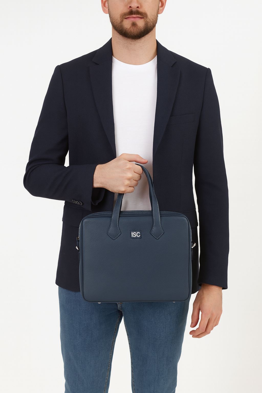 Italian Milano Textured Blue Briefcase Edition