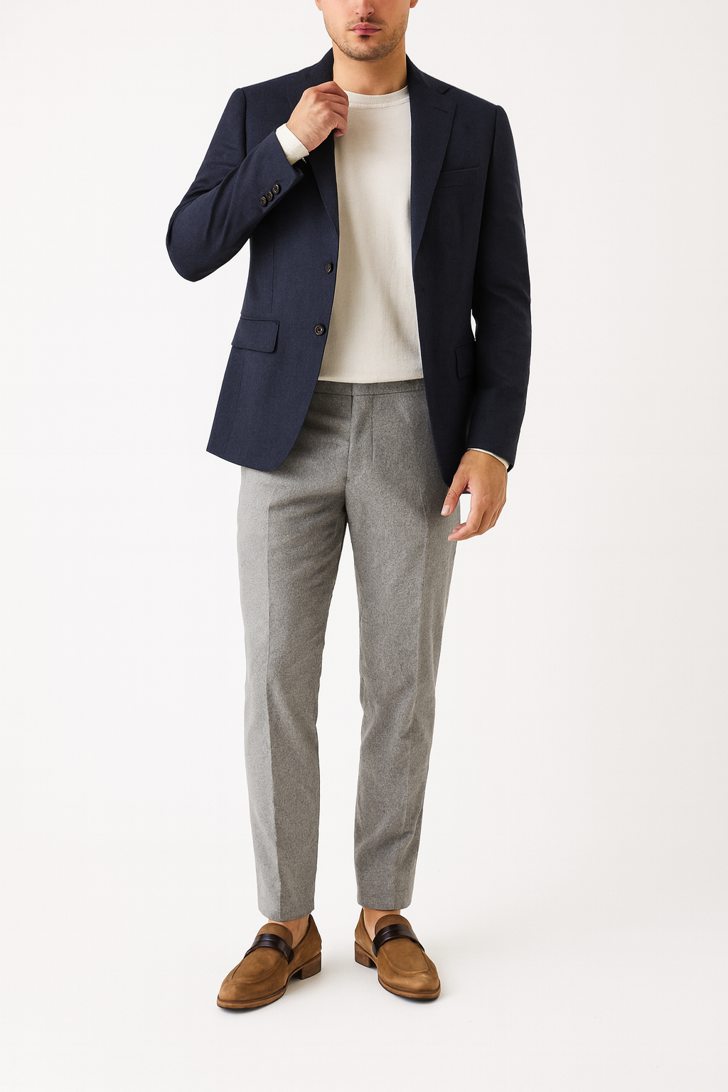 Luxury Suede Leather Oak Wood Penny Loafer with Strap