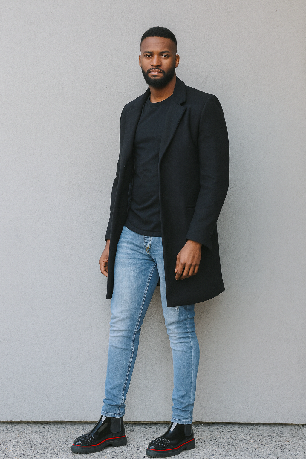 Italian Melon Spike Black Chelsea Boot For Men