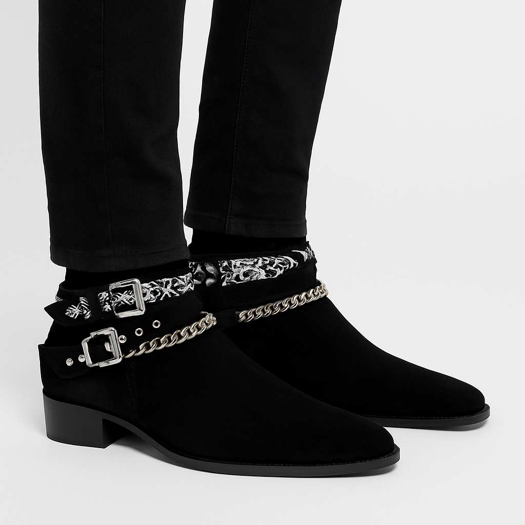 Black Bandana Buckle Cuban Boot