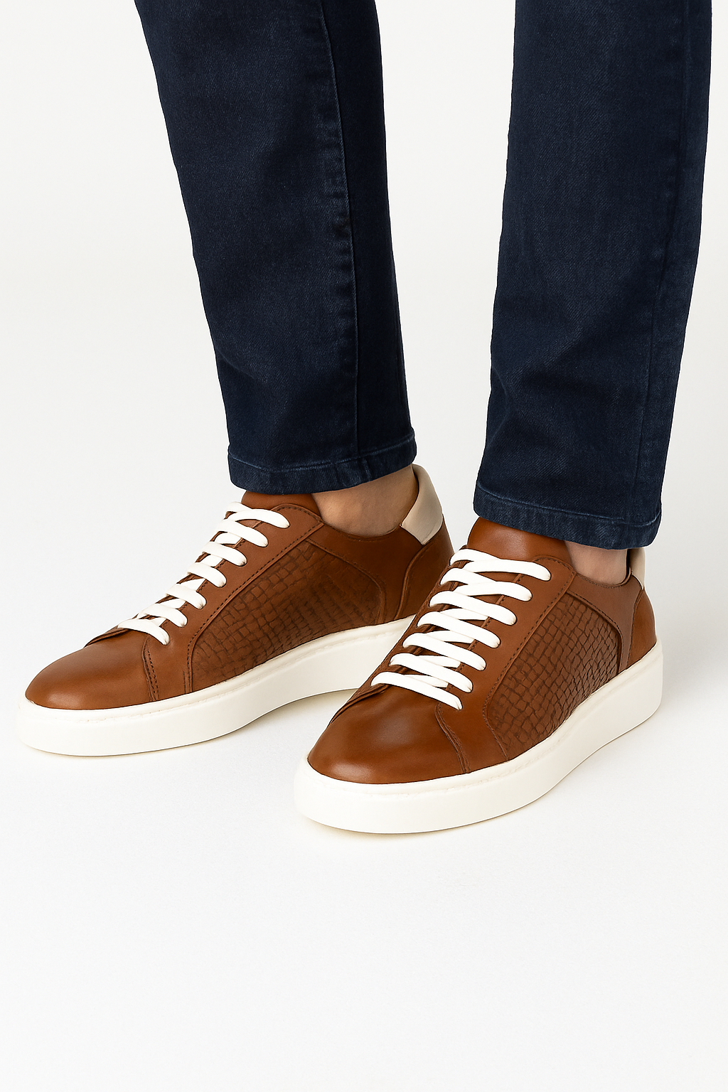 Casual Brown Woven Leather Italian