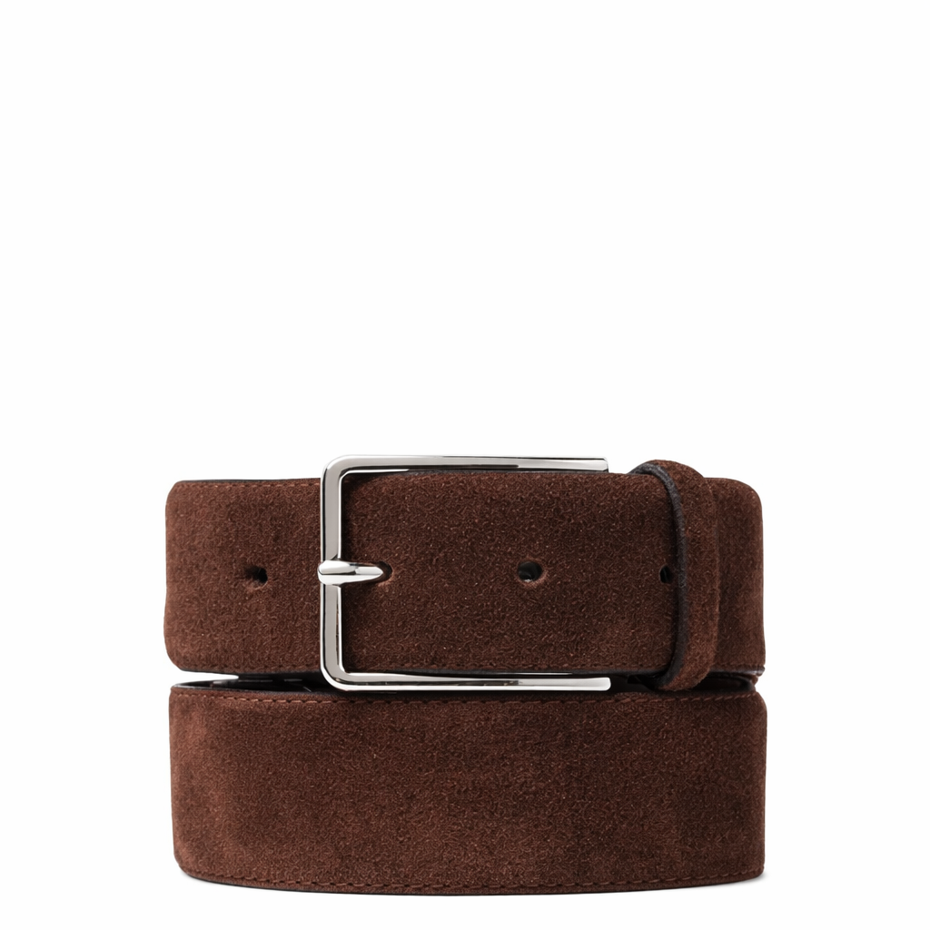 Men Suede Cognac Leather Brown Belt